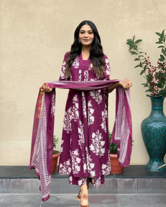 ROHINI DEEP MAGENTA ANARKALI KURTA SET