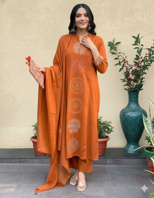 KRITIKA RUST COTTON SUIT SET