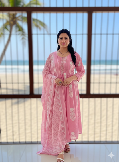 ZEHRA PINK COTTON SUIT SET