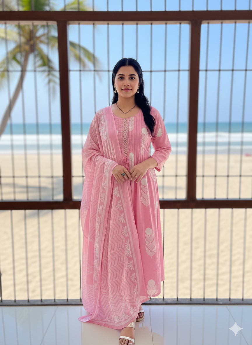 ZEHRA PINK COTTON SUIT SET