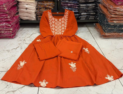 SHAYRA GOLD ORANGE ANARKALI SET