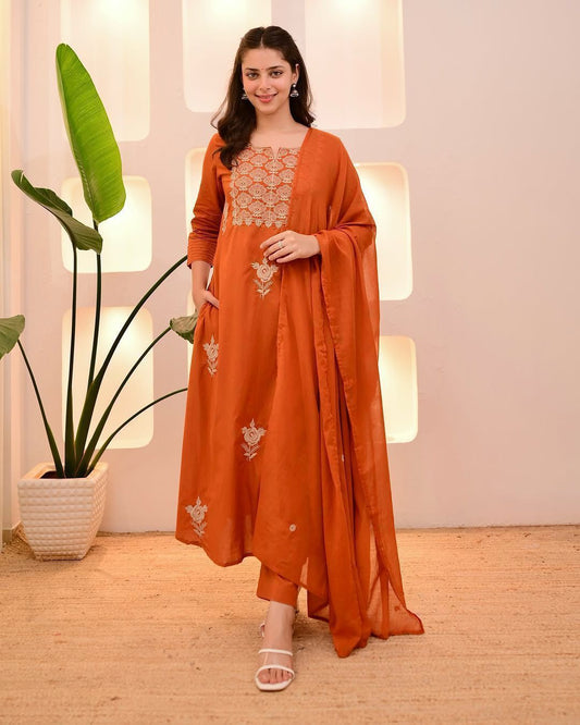SHAYRA GOLD ORANGE ANARKALI SET