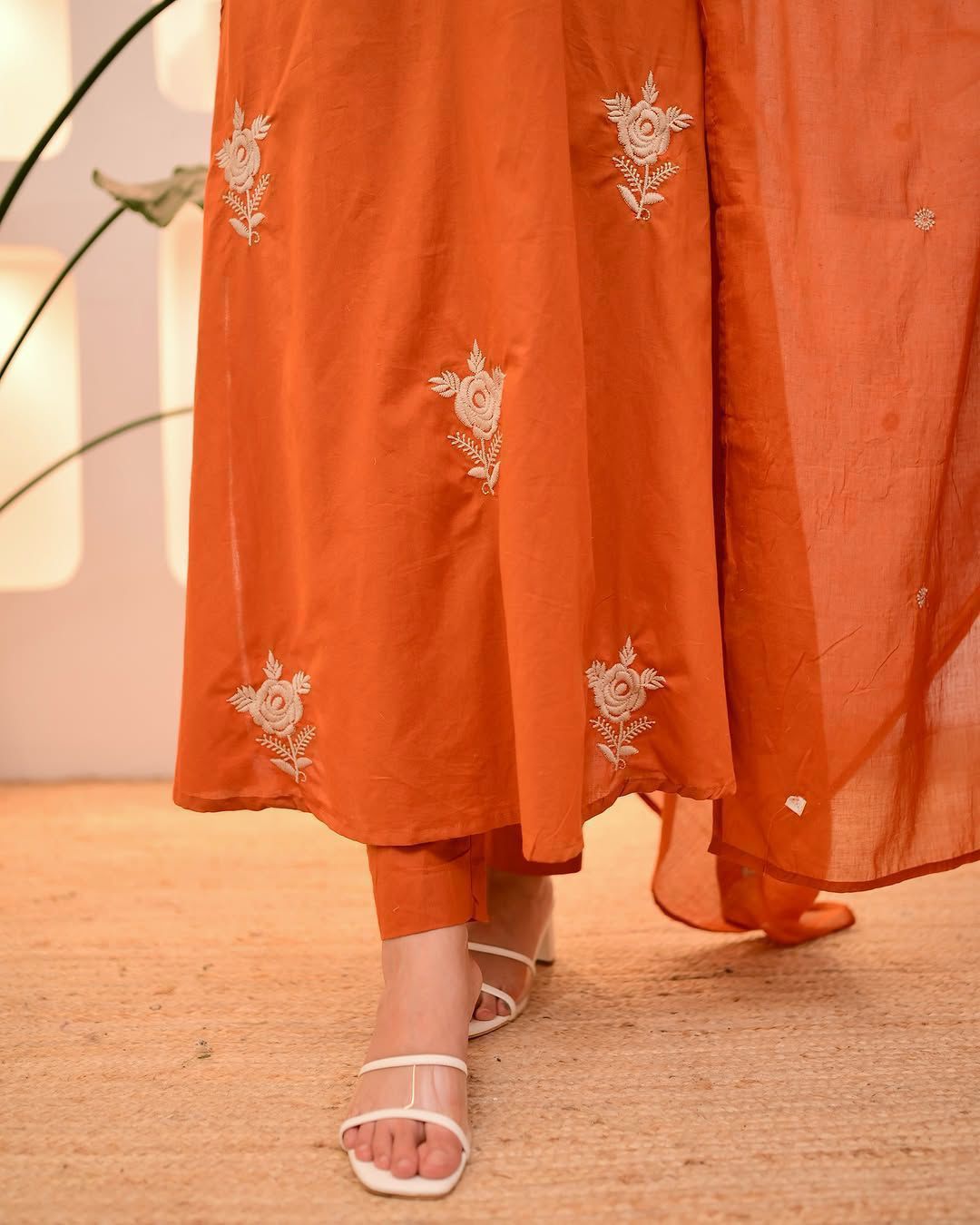 SHAYRA GOLD ORANGE ANARKALI SET