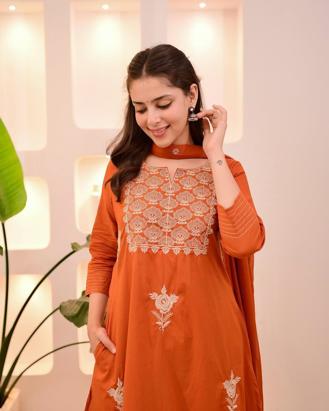 SHAYRA GOLD ORANGE ANARKALI SET