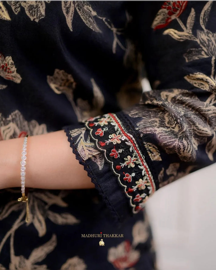 FALAK GOLDEN PRINT BLACK SUIT SET