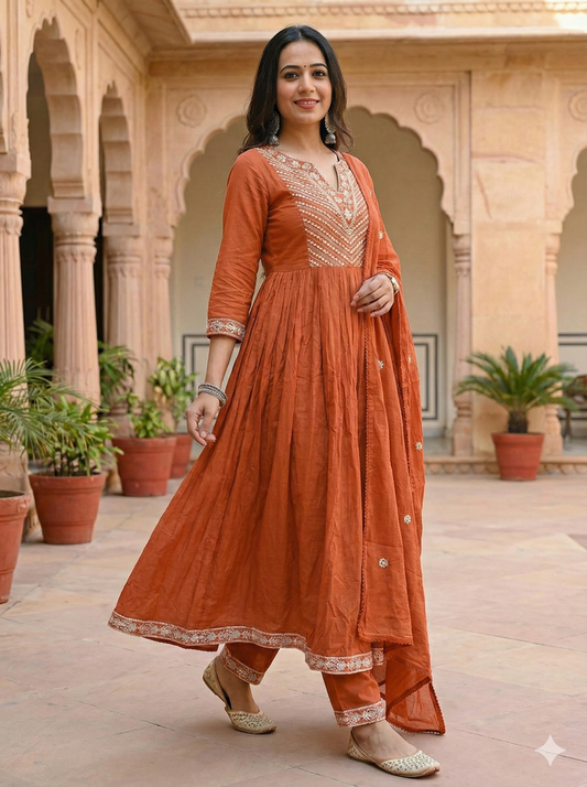 NIHARIKA SEINNA EMBROIDERED ANARKALI SUIT SET