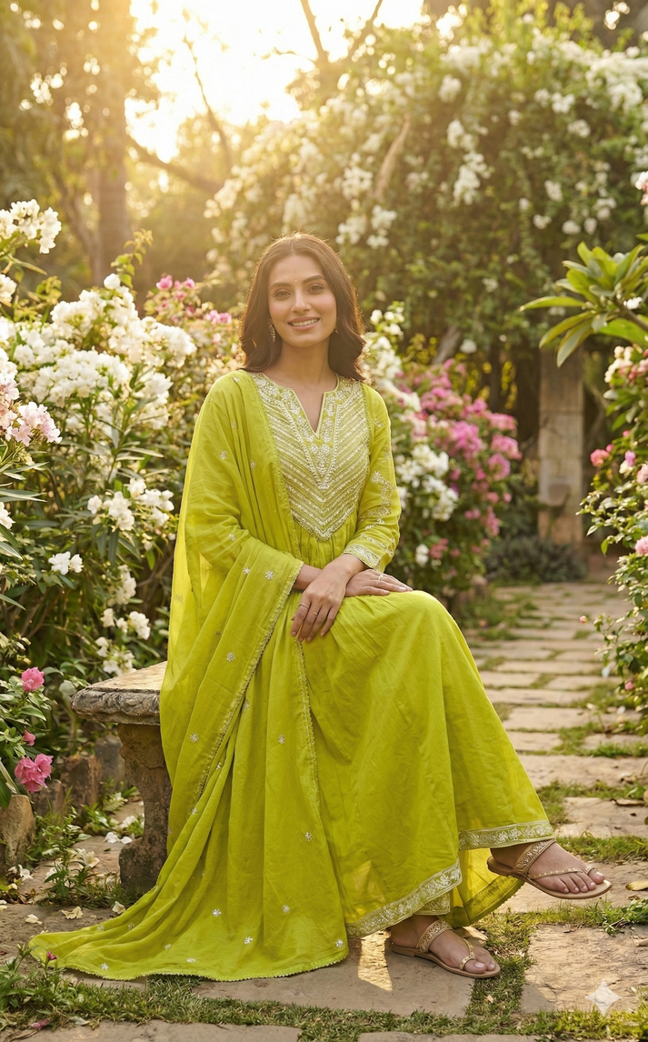 HEER LIME EMBROIDERED ANARKALI SET