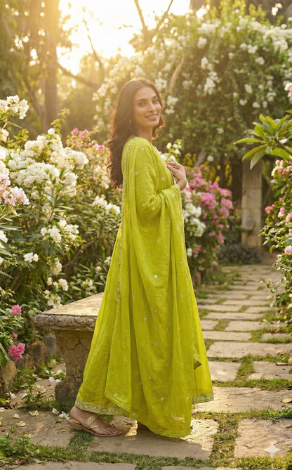 HEER LIME EMBROIDERED ANARKALI SET