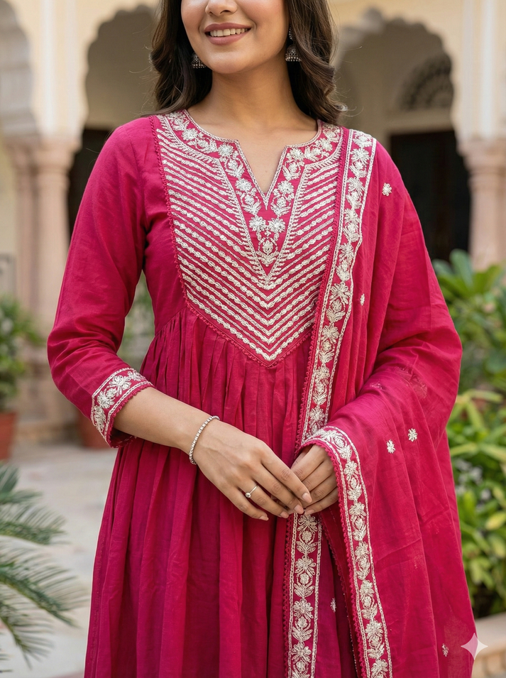 LAVISHA PINK EMBROIDERED ANARKALI SET