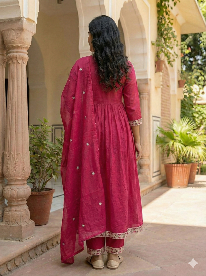 LAVISHA PINK EMBROIDERED ANARKALI SET