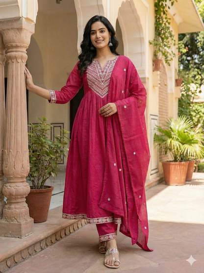 LAVISHA PINK EMBROIDERED ANARKALI SET