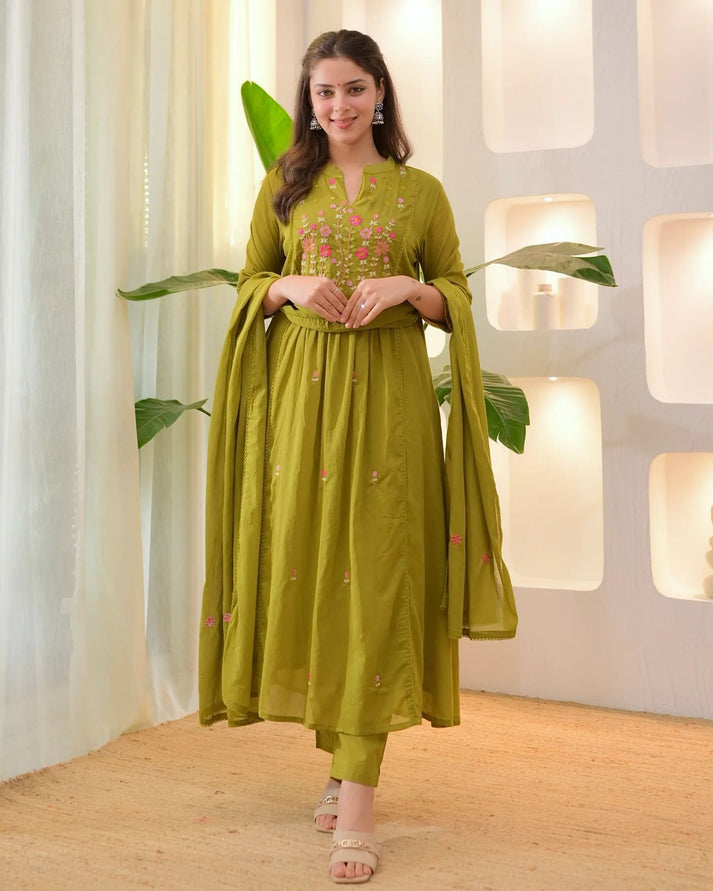 KALYANI OLIVE MEADOWS ANARKALI SET