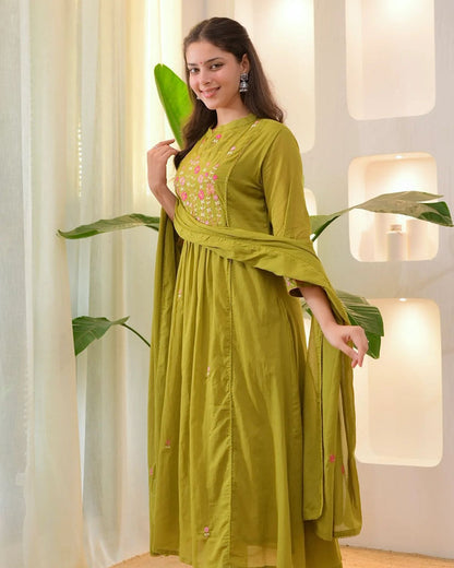 KALYANI OLIVE MEADOWS ANARKALI SET