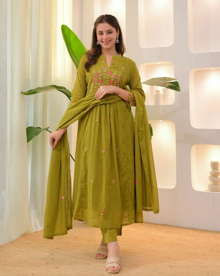 KALYANI OLIVE MEADOWS ANARKALI SET
