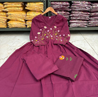 AAROHI WINE EMBROIDERED ANARKALI SET