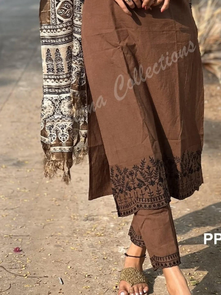 NISHBAA COCOA EMBROIDERED KURTA SET
