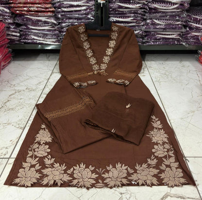 ZOHRA BROWN COTTON CHARM SET