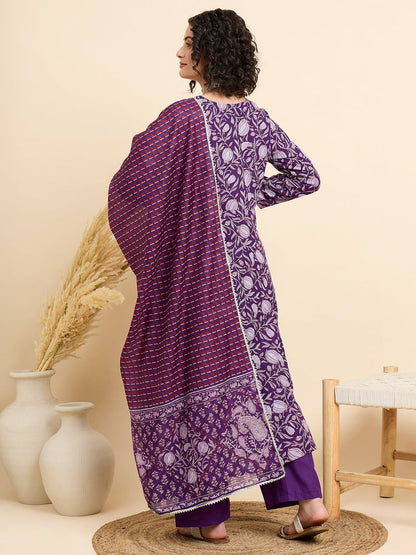 SHEHZADI PURPLE GATHERED ANARKALI SET