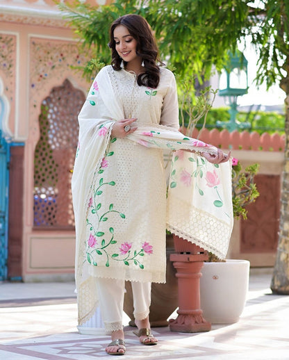 IRA WHITE GARDEN PRINTED SUIT SET