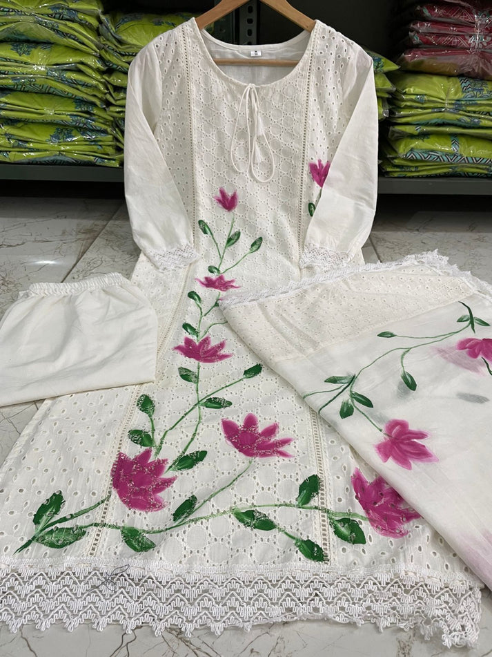 IRA WHITE GARDEN PRINTED SUIT SET